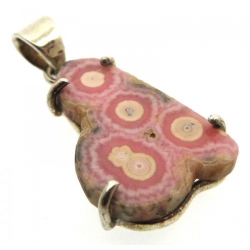 Rhodochrosite Gemstone Sterling Silver Pendant 07